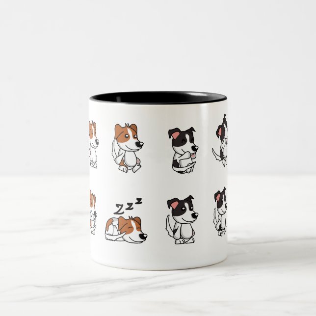 Café Em Dois Tons Caneca de Cerâmica com Design de Cachorro Adorável (Centro)