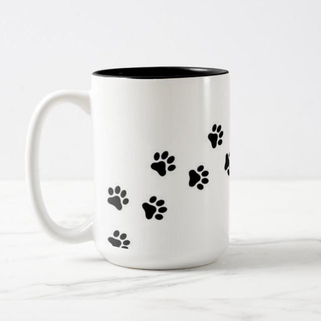 Café Em Dois Tons Caneca de Cerâmica com Impressão de Pata de Bebê P (Esquerda)