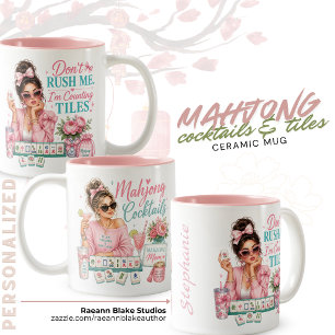 Café Em Dois Tons Caneca de Cerâmica de Coquetéis & Peças de Mahjong