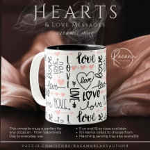 Caneca de Cerâmica de Duas Cores Corações e Mensag