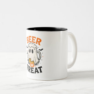 Café Em Dois Tons Caneca de Cerâmica de Halloween "Cerveja ou Traves