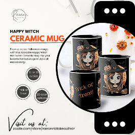 Café Em Dois Tons Caneca de Cerâmica de Halloween de Bruxa Feliz Ado