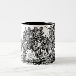 Café Em Dois Tons Caneca de Cerâmica do Robô Mecha Futurista