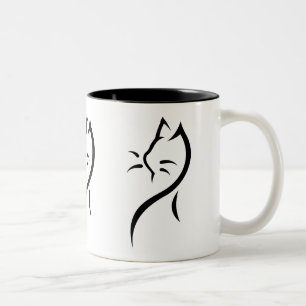 Café Em Dois Tons Caneca de cerâmica elegante de gato com duas cores