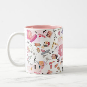 Café Em Dois Tons Caneca de Cerâmica Estampa Maquiagem Beleza Felici
