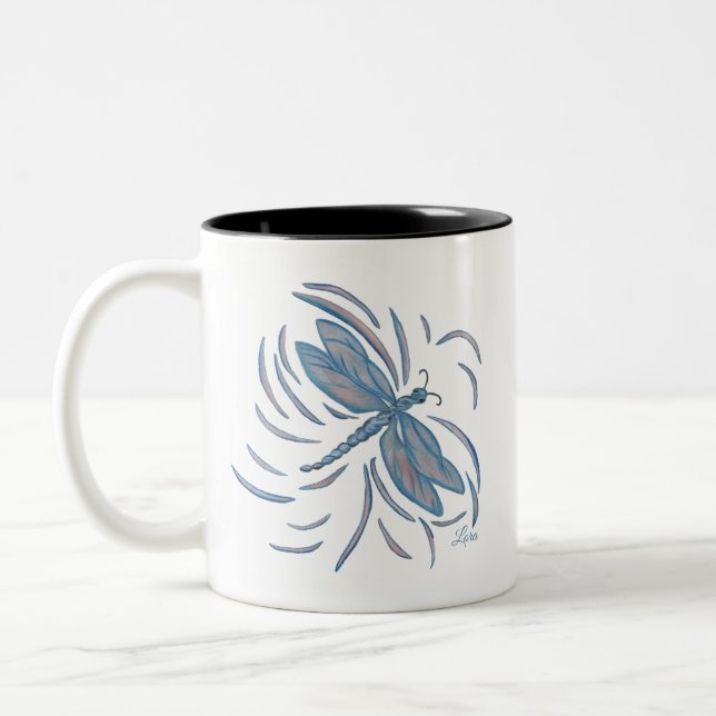 Café Em Dois Tons Caneca de Cerâmica Libélula (Esquerda)
