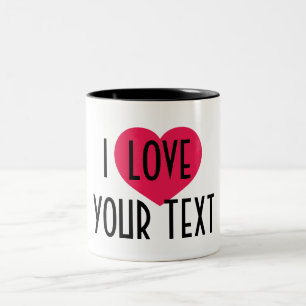 Café Em Dois Tons Caneca de Cerâmica Personalizada - Eu Coração Text