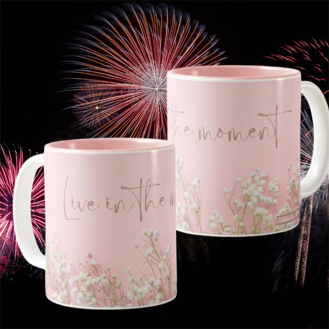 Café Em Dois Tons Caneca de Cerâmica Rosa Inspiradora (Criador carregado)