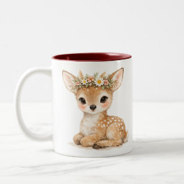Café Em Dois Tons Caneca de cervo bebê aquarela fofa