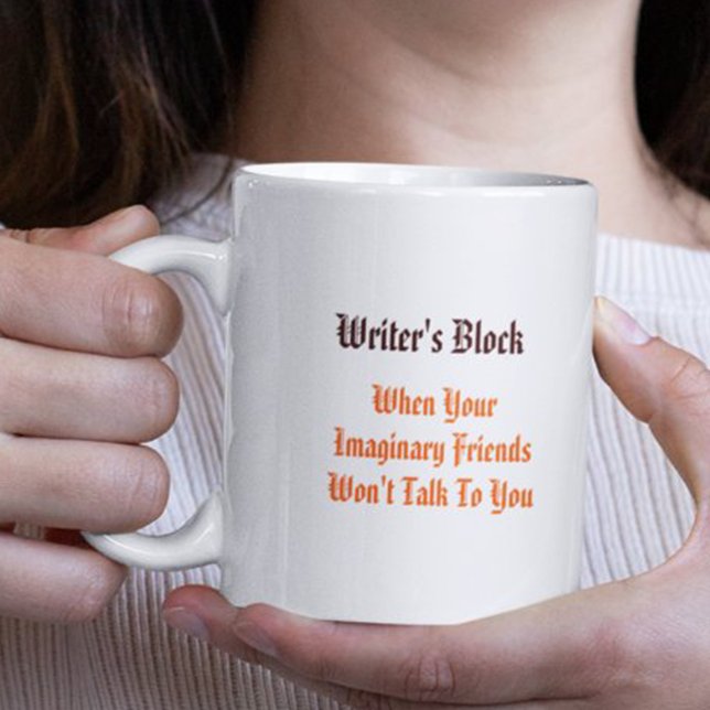 Café Em Dois Tons Caneca de Chá/Café com Citação Divertida sobre Blo (Writers Block Funny Quote Humor Tea Coffee Mug)