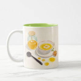 Café Em Dois Tons Caneca de Chá de Camomila e Mel