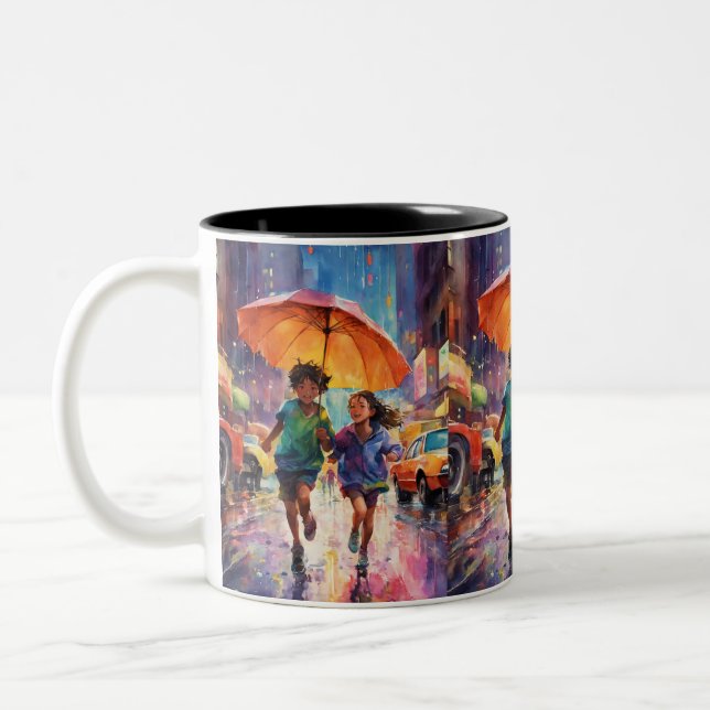 Café Em Dois Tons caneca de chá de pintura estética (Esquerda)