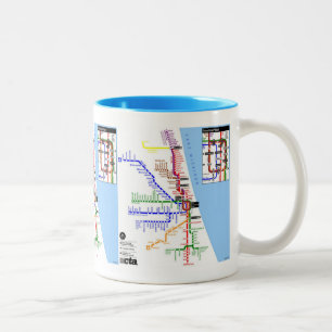 Café Em Dois Tons Caneca de Chicago do metro