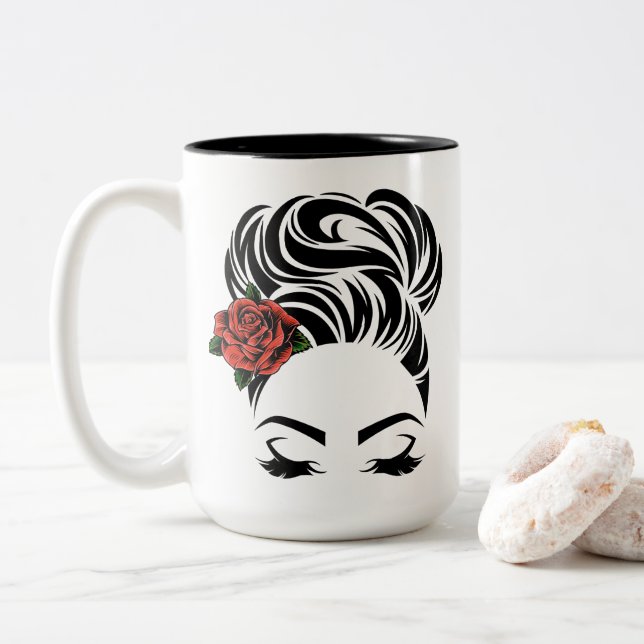 Café Em Dois Tons Caneca de chingona personalizada com nome (Com Donut)