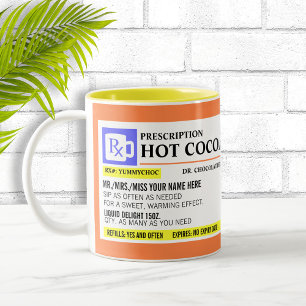Café Em Dois Tons Caneca de Chocolate Quente com Prescrição Engraçad