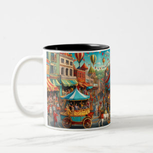 Café Em Dois Tons caneca de circo parade estilo 1930