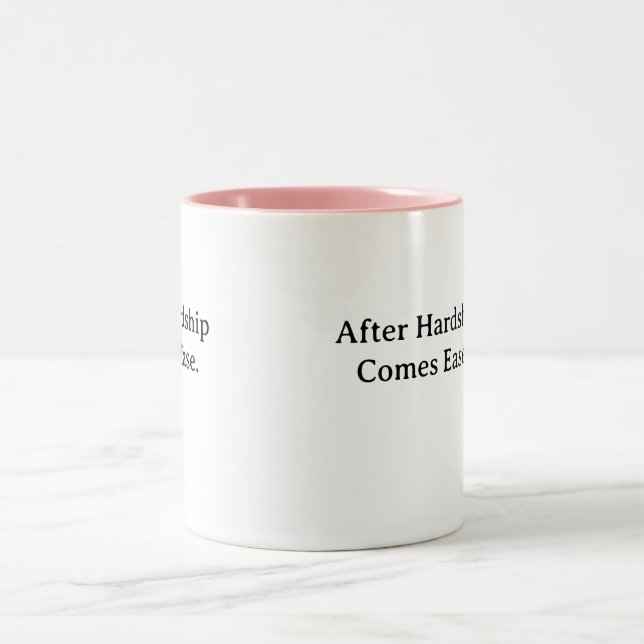 Café Em Dois Tons caneca de citação após adversidade vem facilidade (Centro)