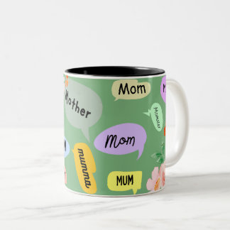 Café Em Dois Tons Caneca de citação floral para a mamãe.
