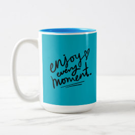 Café Em Dois Tons Caneca de Citação Motivacional Simples Preto Azul