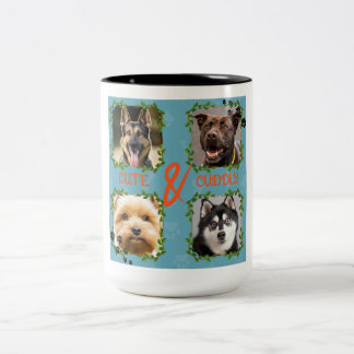 Café Em Dois Tons Caneca de Colagem de Fotos de Animais de Estimação