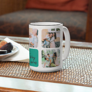Café Em Dois Tons Caneca de Colagem de Fotos do Dia dos Pais