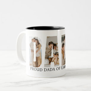 Café Em Dois Tons Caneca de Colagem de Fotos do Papai para o Dia dos
