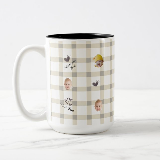Café Em Dois Tons Caneca de Colagem de Fotos Personalizada (Esquerda)