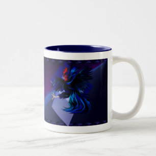 Café Em Dois Tons Caneca de combate preta do galo