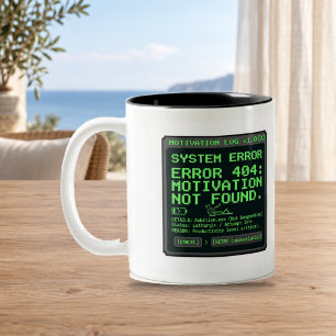 Café Em Dois Tons Caneca de computador retrô Motivação Não Encontrad
