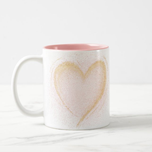 Café Em Dois Tons Caneca de Coração Esparcial (Esquerda)