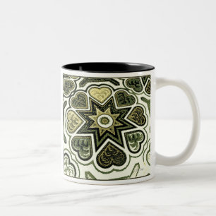 Café Em Dois Tons Caneca de Corações de Arte Popular Olive