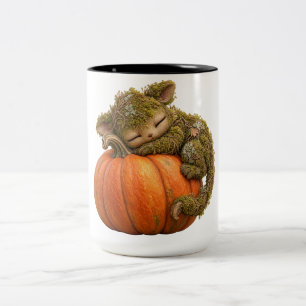 Café Em Dois Tons Caneca de Criatura Florestal de Abóbora Fofa