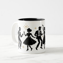Café Em Dois Tons Caneca de dança Rock ‘n’ Roll dos anos 50