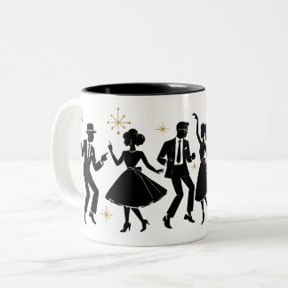 Café Em Dois Tons Caneca de dança Rock ‘n’ Roll dos anos 50