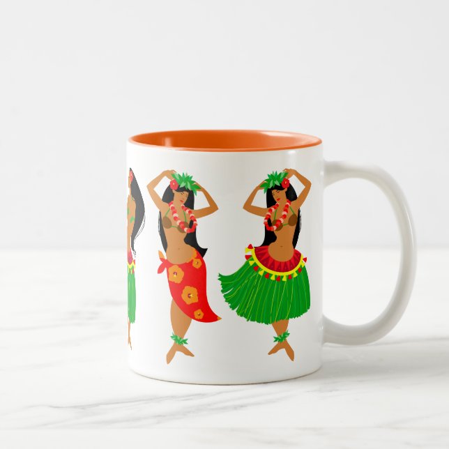 Café Em Dois Tons Caneca de dançarinos Hula (Direita)