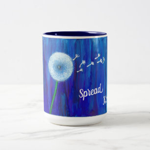Café Em Dois Tons Caneca de dandelion azul, bonita, com mensagem ale