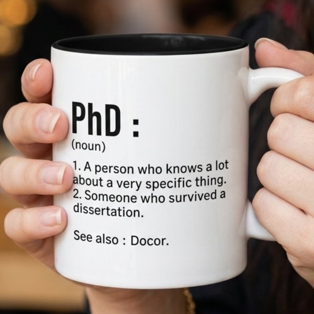 Café Em Dois Tons Caneca de Definição de PhD Presente Engraçado de G (Criador carregado)