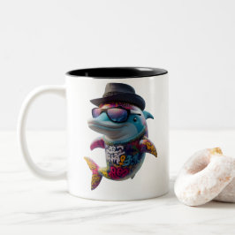 Café Em Dois Tons caneca de delfinho.