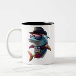 Café Em Dois Tons caneca de delfinho.