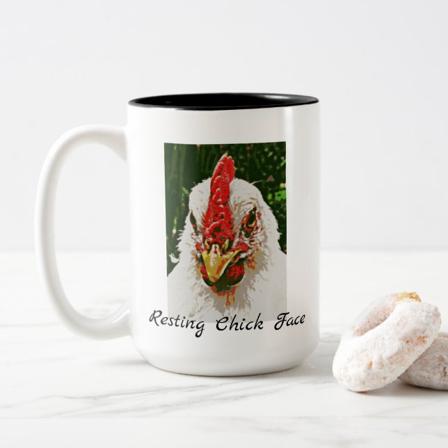 Café Em Dois Tons Caneca de descanso da cara do pintinho (Com Donut)