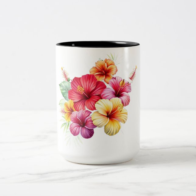 CAFÉ EM DOIS TONS CANECA DE DESENHO DE FLORES (Centro)