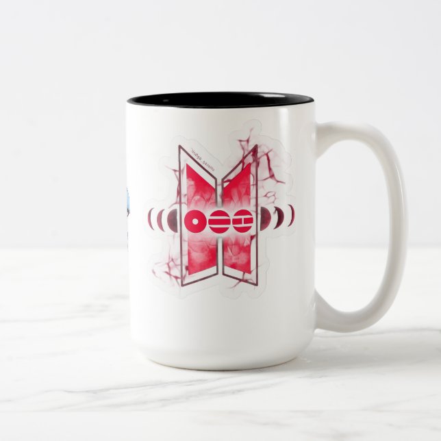 Café Em Dois Tons Caneca de Design Abstrato Vermelho Elegante | Esté (Direita)