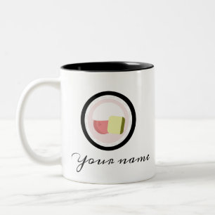 Café Em Dois Tons Caneca de Design de Logotipo de Rolinho de Sushi