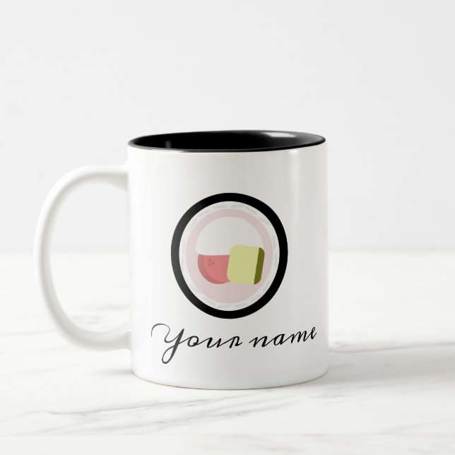 Café Em Dois Tons Caneca de Design de Logotipo de Rolinho de Sushi (Esquerda)