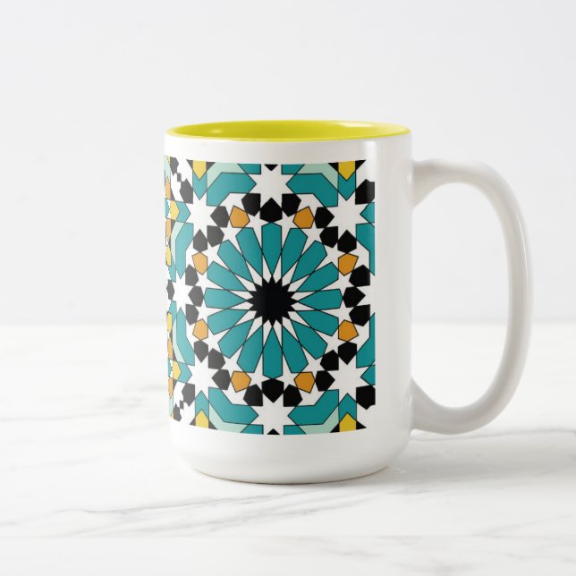 Café Em Dois Tons Caneca de Design Geométrico (Direita)