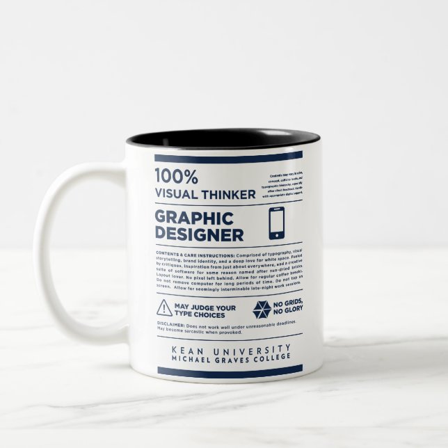 Café Em Dois Tons Caneca de Design Gráfico de Rótulo de Cuidado Kean (Esquerda)