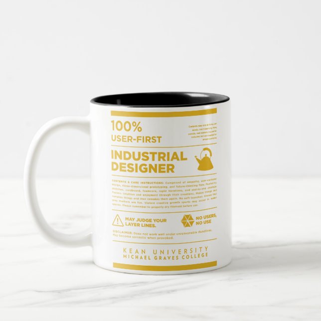 Café Em Dois Tons Caneca de Design Industrial da Etiqueta de Cuidado (Esquerda)