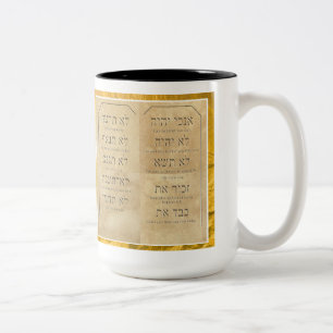 Café Em Dois Tons Caneca de dez mandamentos com beira da folha