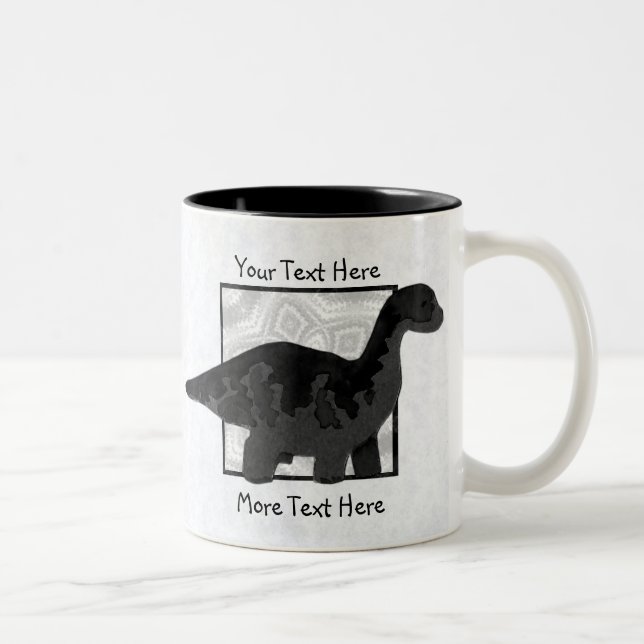 Café Em Dois Tons Caneca de Dinossauro Preta (Direita)