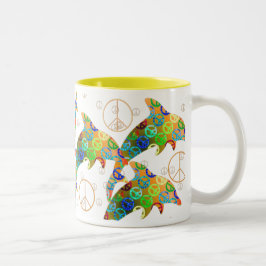 Café Em Dois Tons Caneca de domingo da paz do golfinho